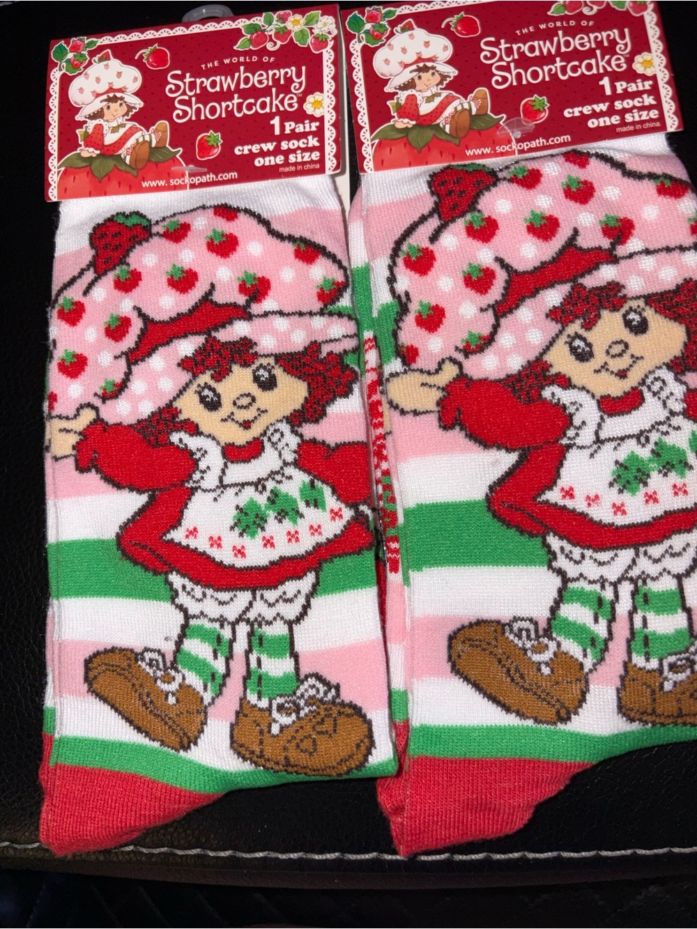 Strawberry Shortcake Pink & Red Crew Socks - Licensed Character
